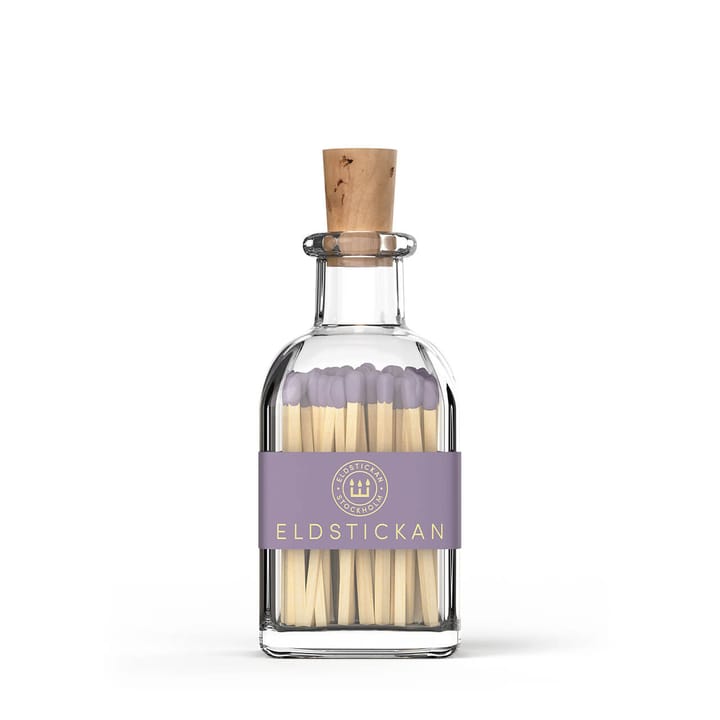 Lille Eldstickan glasflaske m. tændstikker, Lavendel Eldstickan