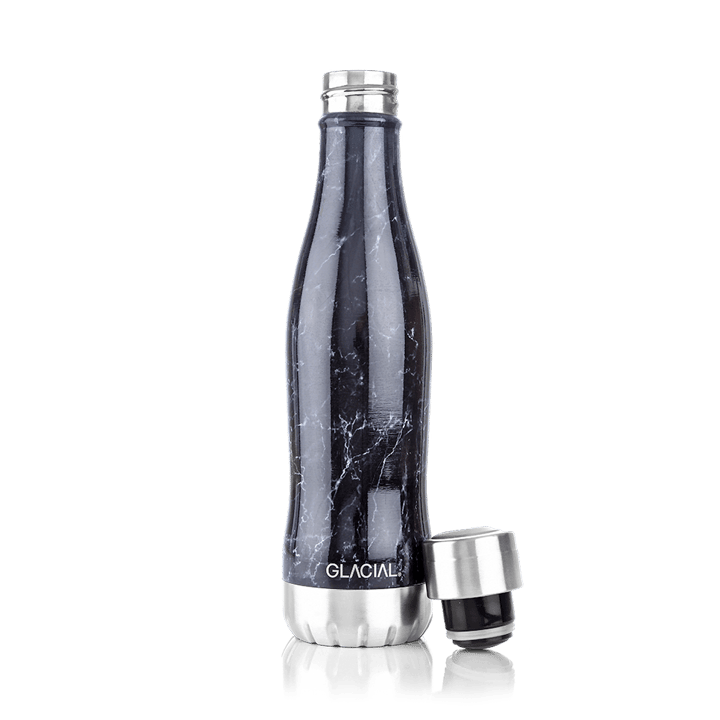 Glacial vandflaske 400 ml, Black marble Glacial