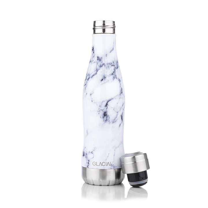 Glacial vandflaske 400 ml, White marble Glacial