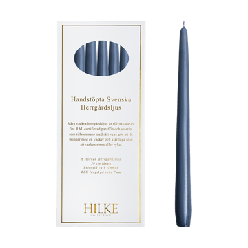 Herrgårdsljus lys 30 cm 6-pak - Blågrå - Hilke Collection