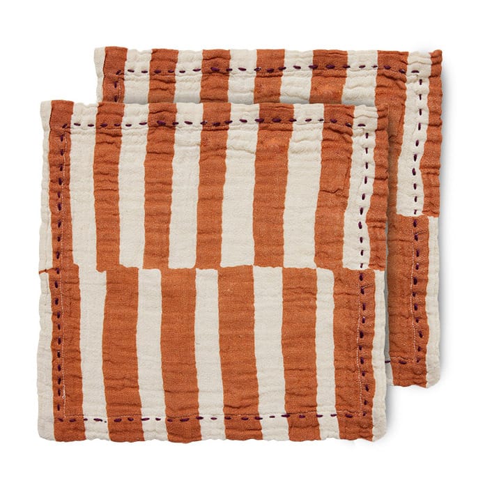 Striped bomuldsservietter 30x30 cm 2-pak, Tangerine HKliving