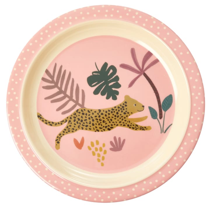 Rice børnetallerken Jungle animals, Pink/Multi RICE