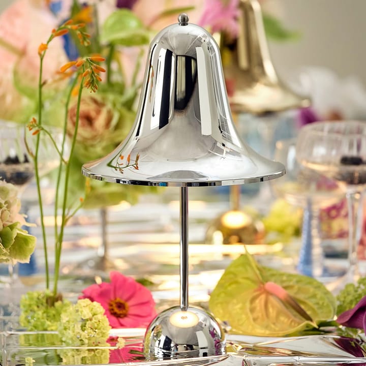 Pantop bærbar bordlampe 30 cm, Shiny chrome Verpan