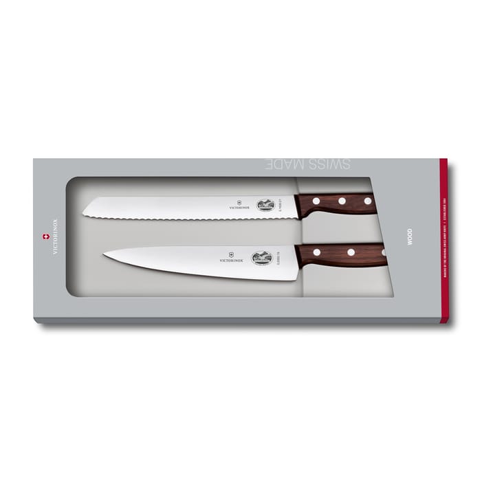 Wood knivsæt brødkniv & kokkekniv, Rustfrit stål/Ahorn Victorinox