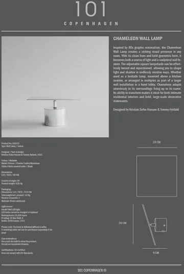 Chameleon væglampe - Chrome - 101 Copenhagen