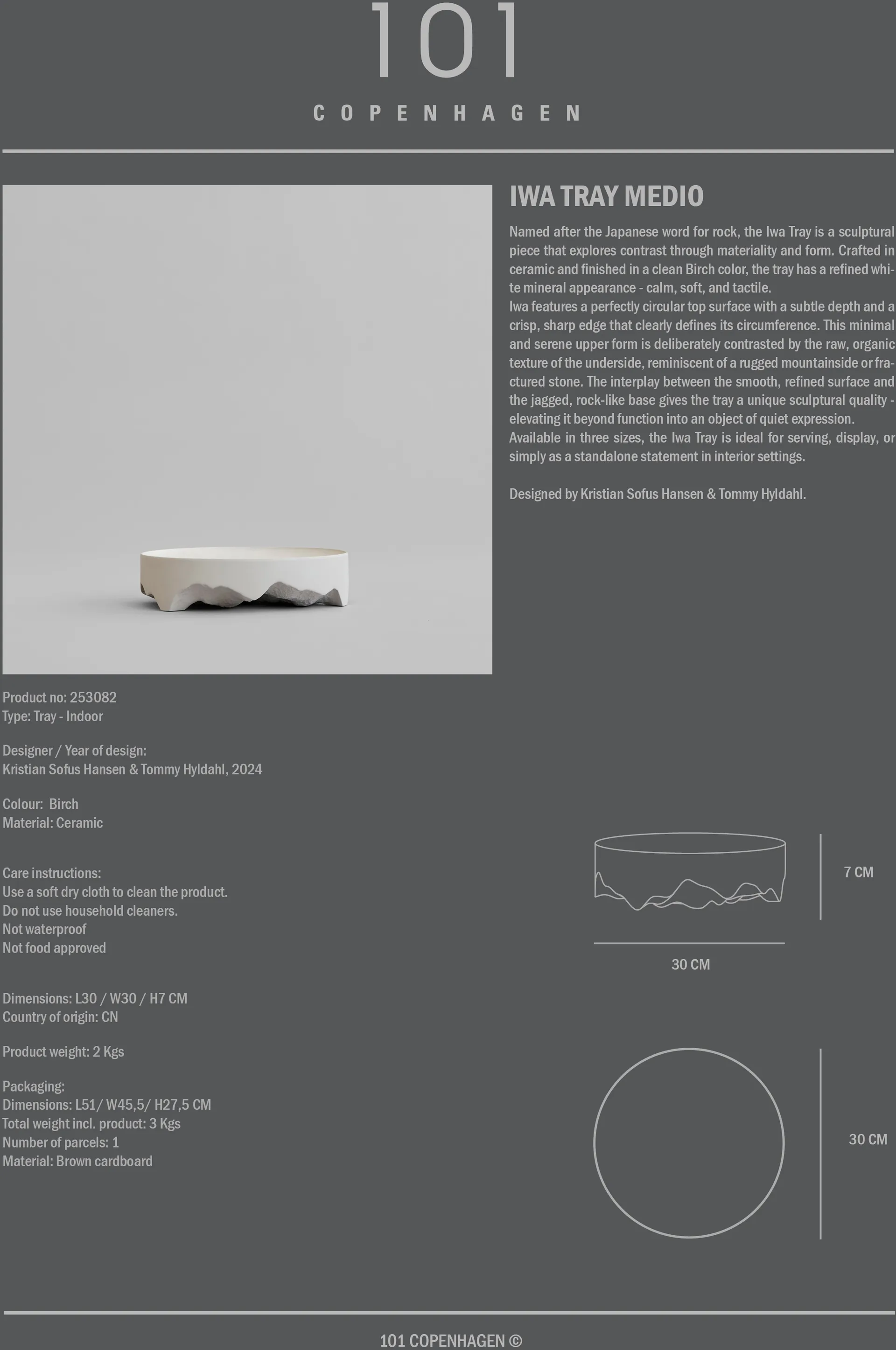 Iwa dekorationsbakke, Birch, Ø30 101 Copenhagen