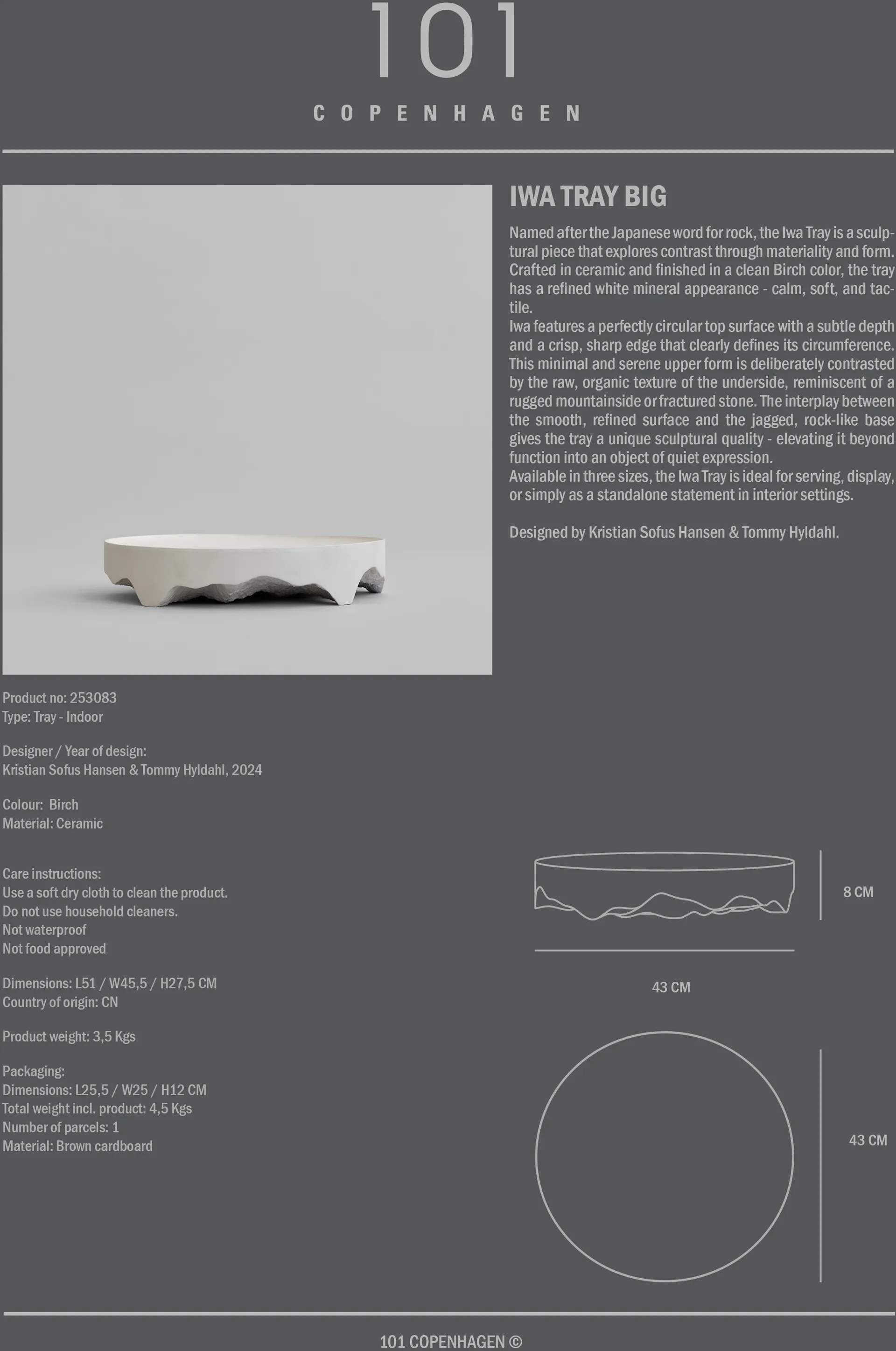 Iwa dekorationsbakke, Birch, Ø43 101 Copenhagen