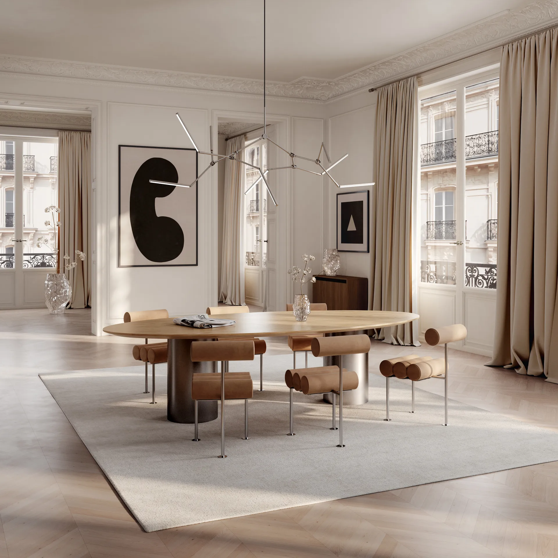 Stick chandelier lysekrone, Chrome 101 Copenhagen