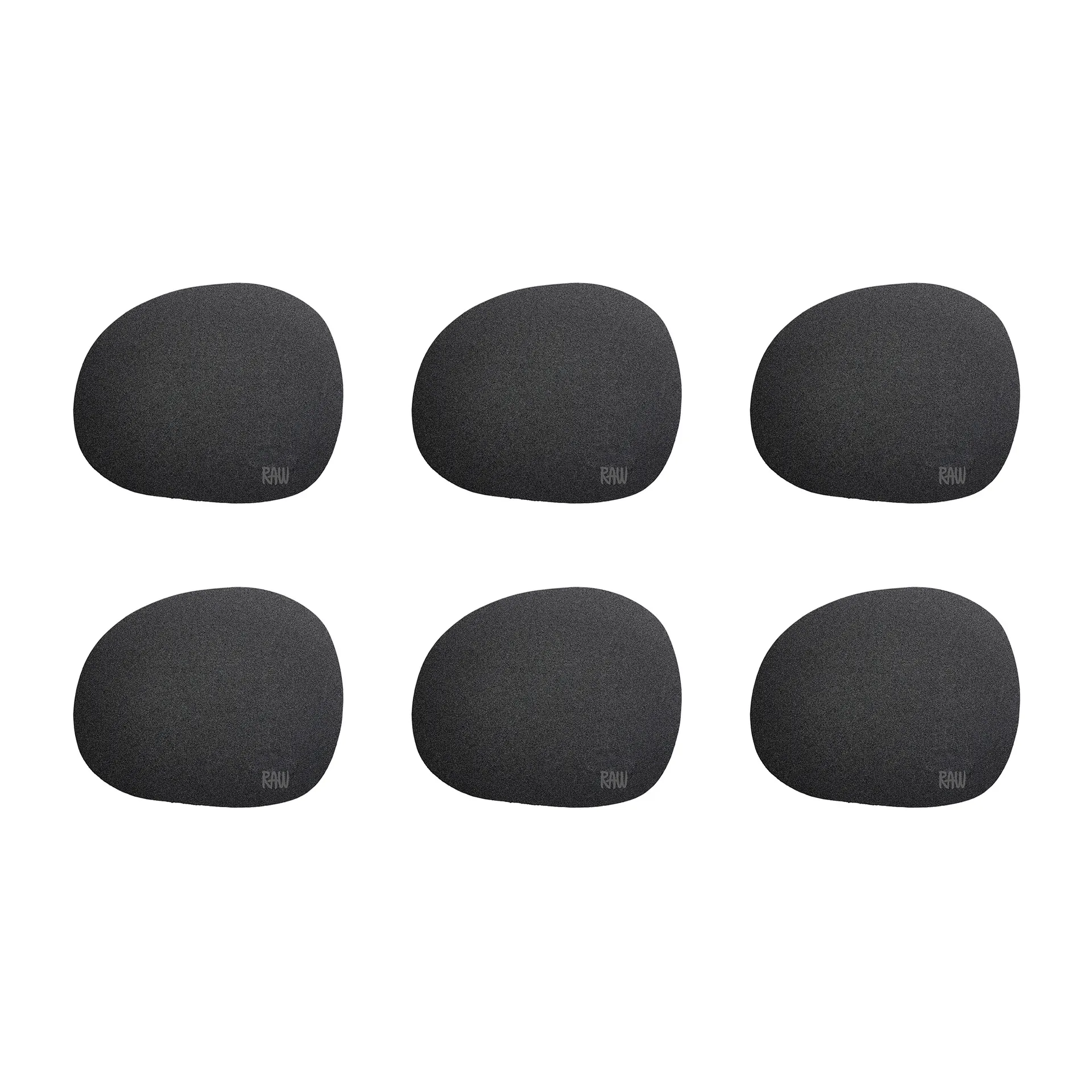 Raw coasters silikone 6-pak, Sort Aida