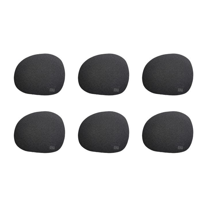 Raw coasters silikone 6-pak, Sort Aida