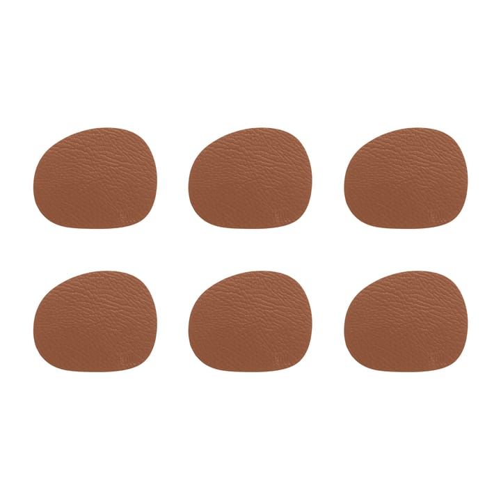 Raw glasunderlag læder 6-pakke - Cinnamon brown (brun) - Aida