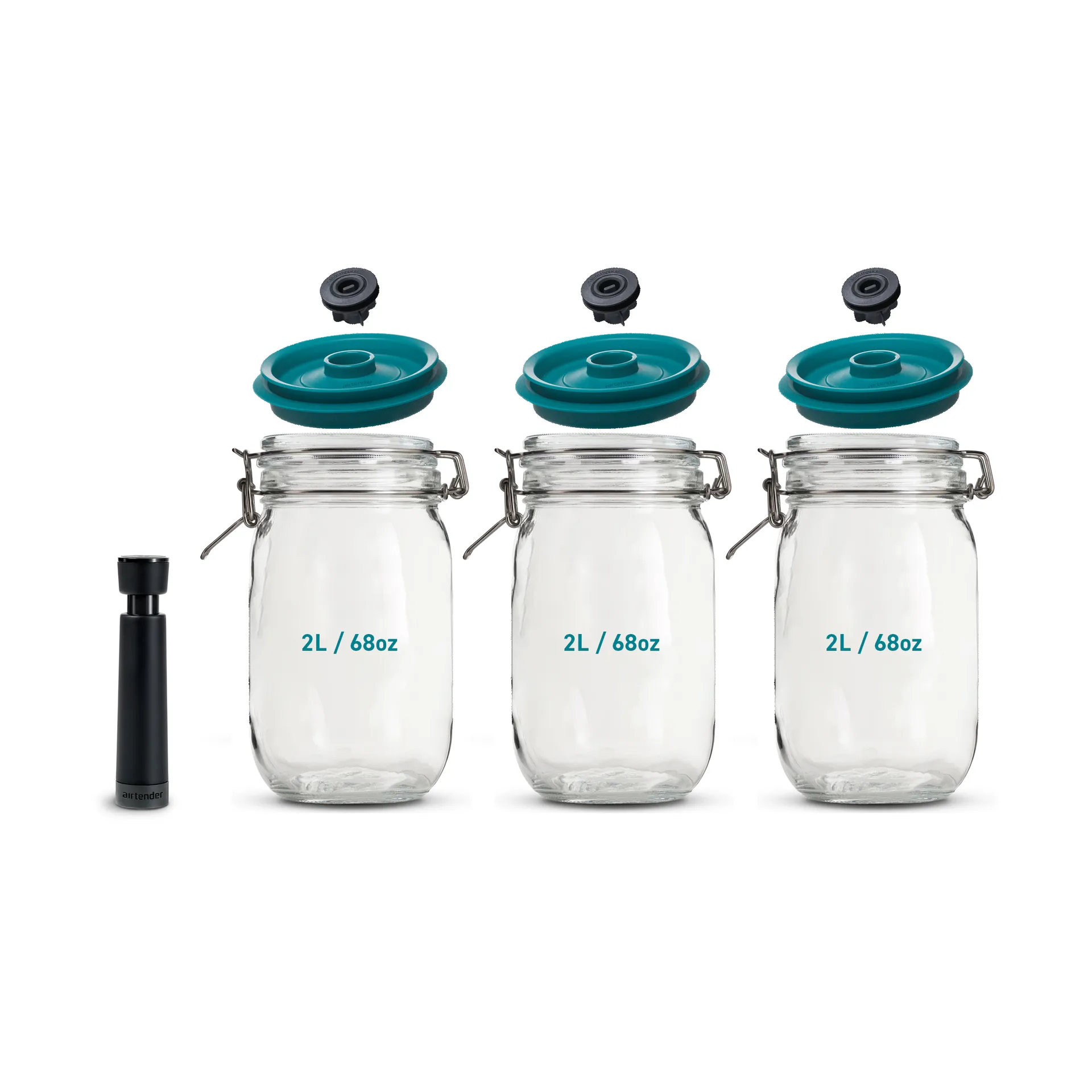 Airtender vakuumforsegler krukker 3-pak, 2L Airtender