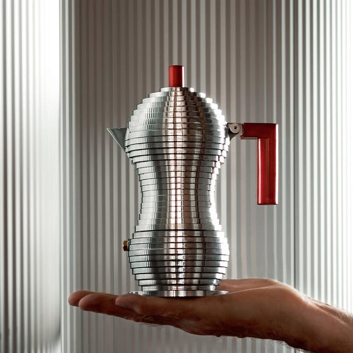 Pulcina espressobrygger 6 kopper, rødt håndtag Alessi