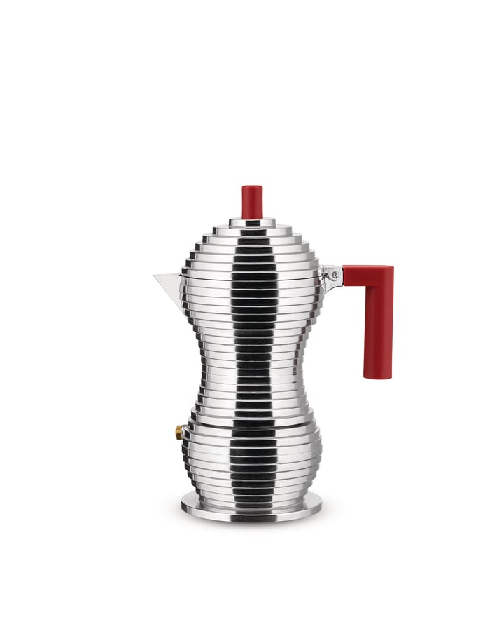 Pulcina espressobrygger og 3 stk kopper - Aluminium-rød - Alessi