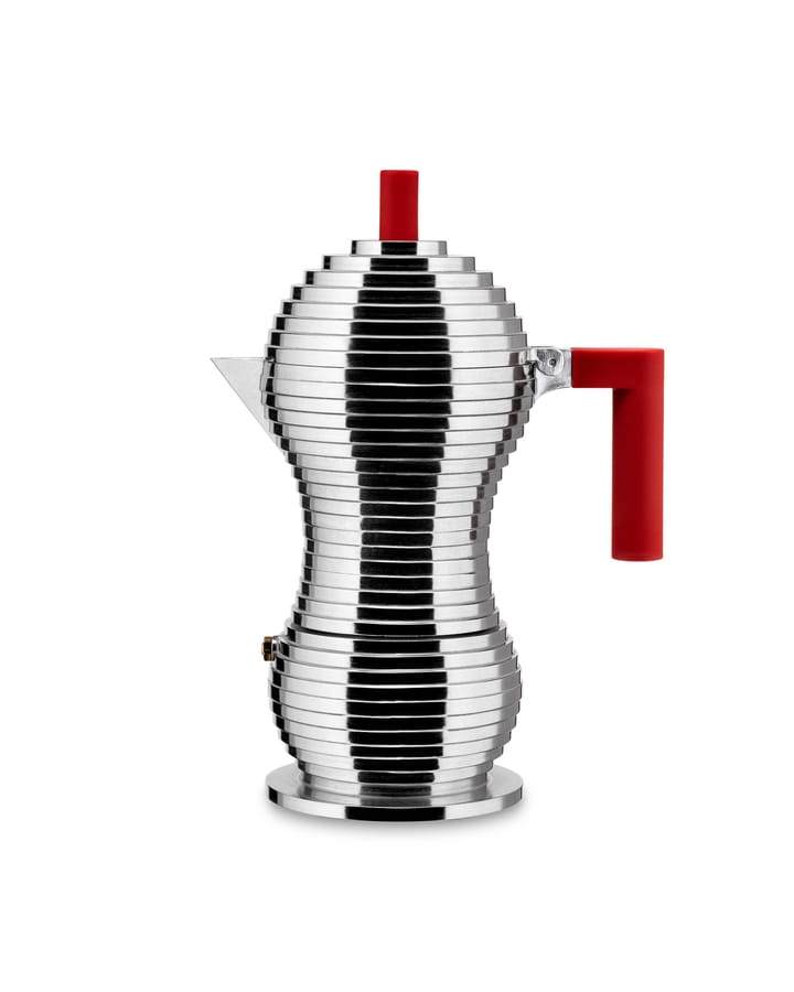Pulcina espressobrygger og 6 stk kopper - Aluminium-rød - Alessi