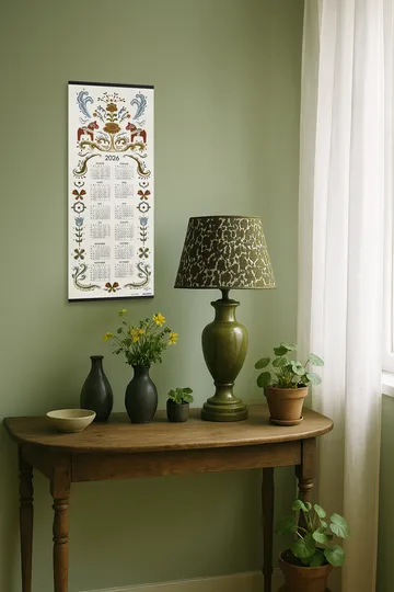 Dalahäst kalender 2026 - 35 x 90 cm - Almedahls