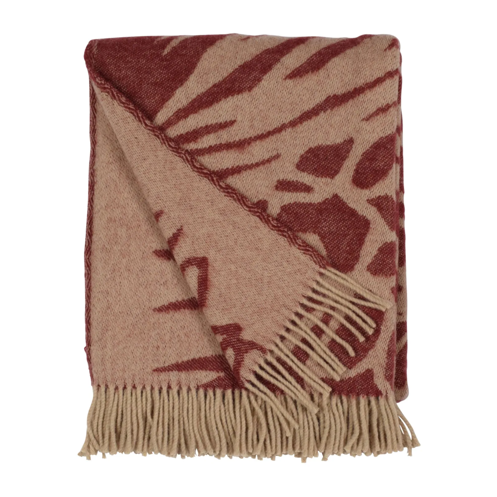 Kotteri plaid 130x170 cm, Vinrød/Beige Almedahls