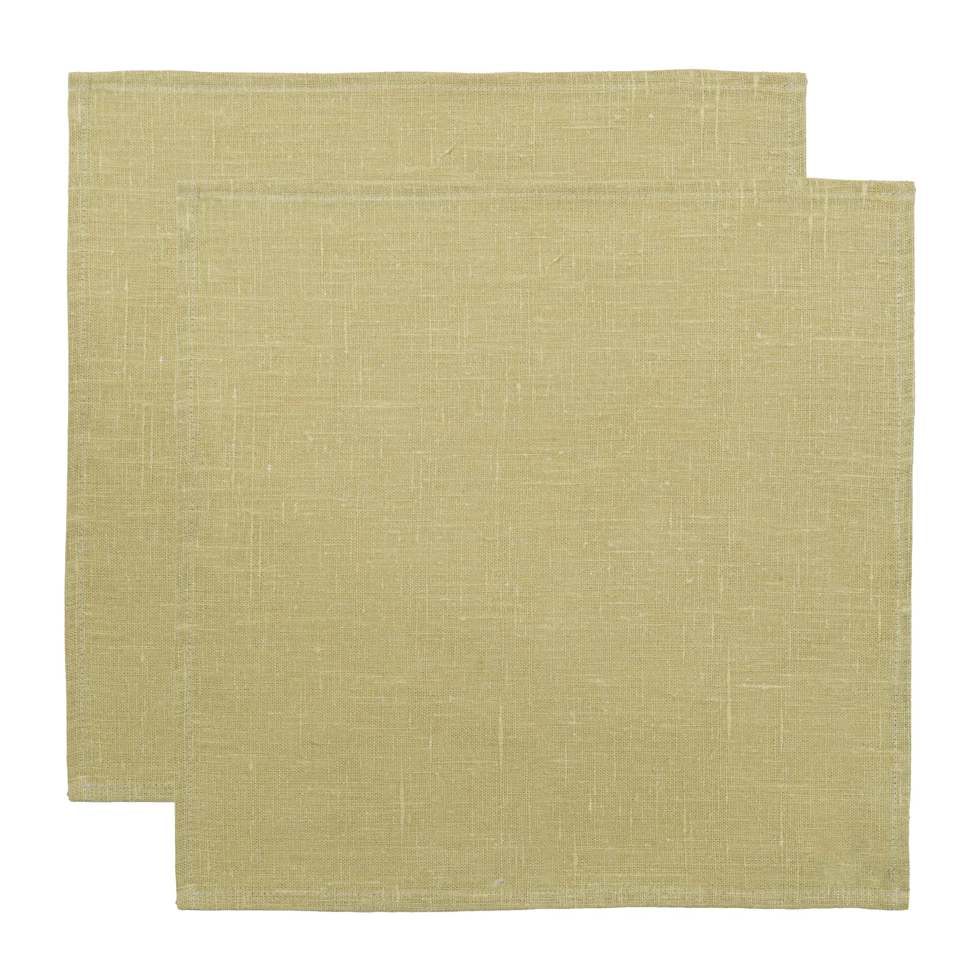 Linne servietter 45x45 cm 2-pak, Lys Oliven Almedahls