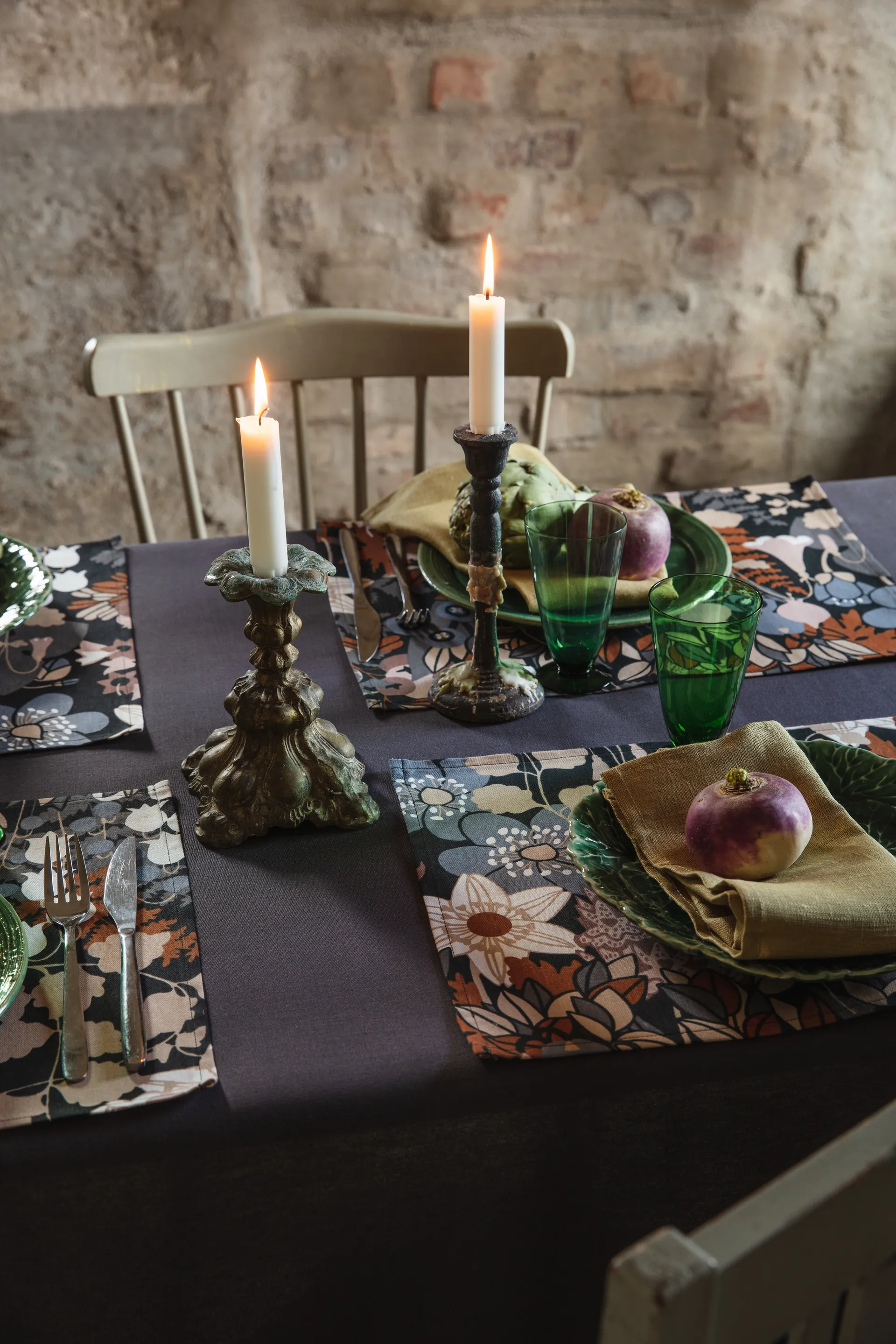 Skogen dækkeserviet 34x45 cm 2-pak, Blå/Brun Almedahls