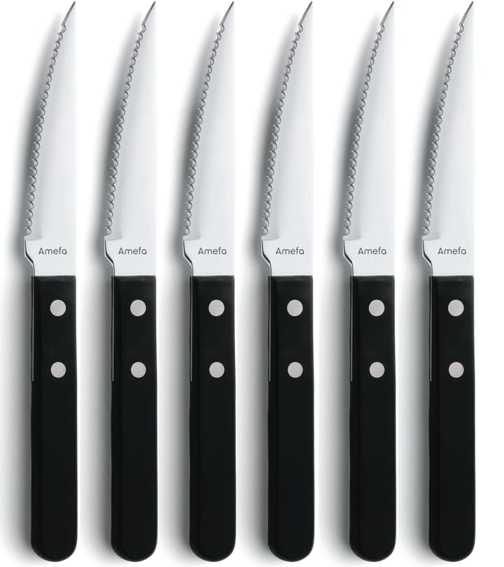 Pizza Noir grillkniv 6-pak, Sort Amefa
