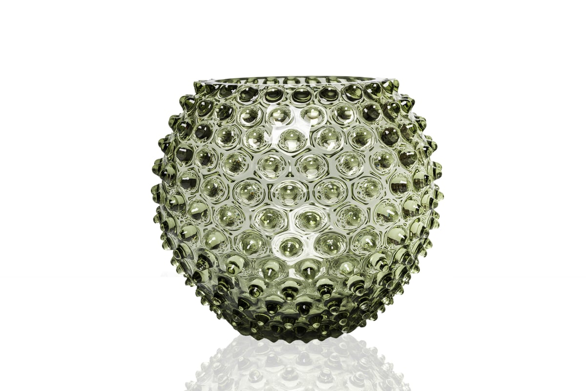 Anna Von Lipa Hobnail Globe vase 18 cm Olivegreen