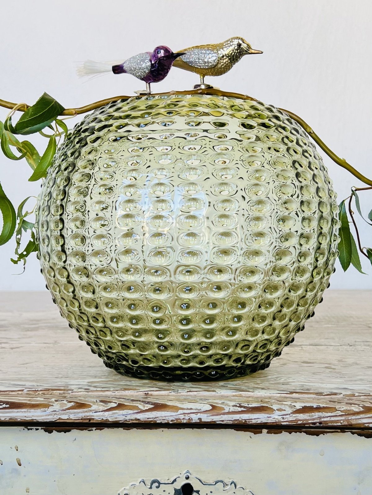 Anna Von Lipa Hobnail Globe vase 24 cm Olivegreen