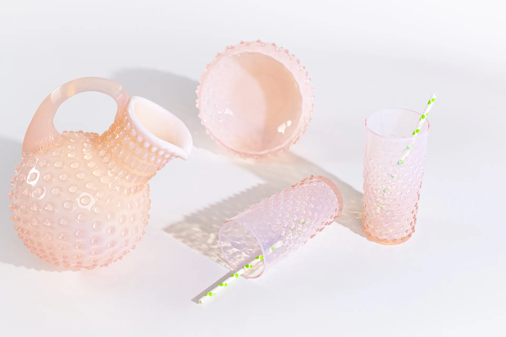 Hobnail Long drink glas 20 cl, Soft Rosa Anna Von Lipa