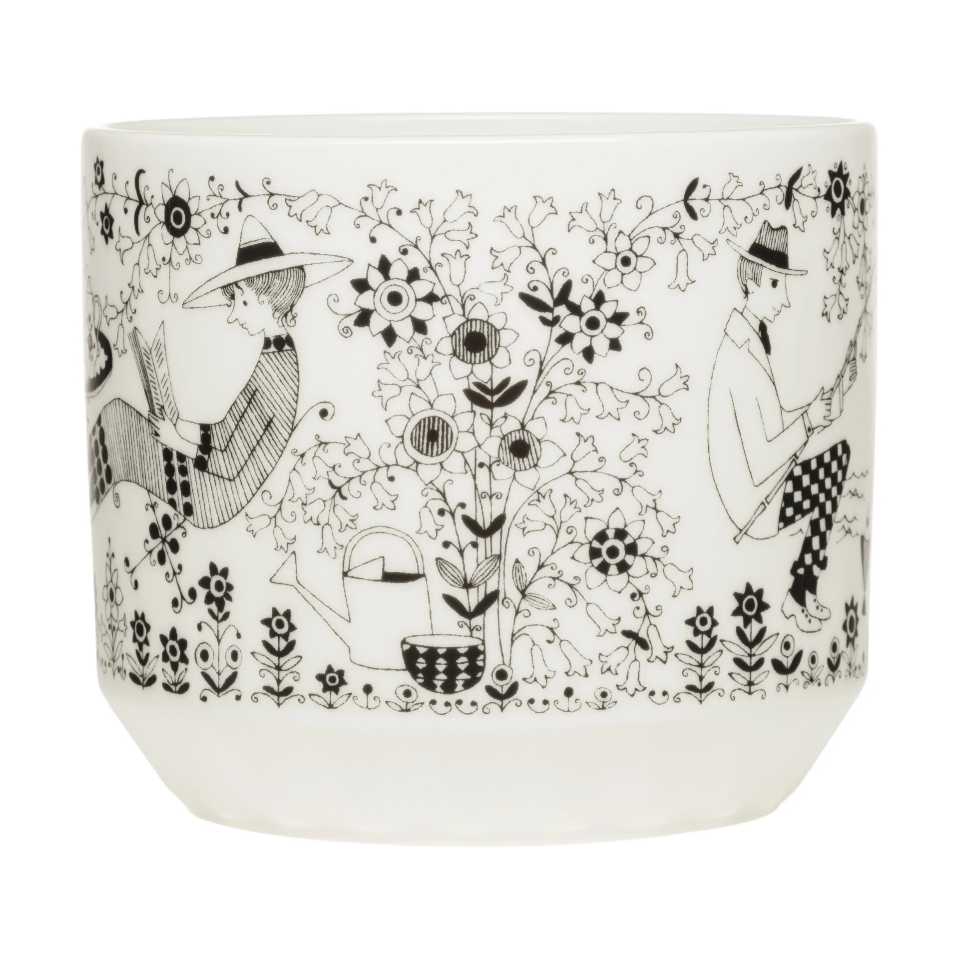 Emilia krukke Ø14 cm, Sort-hvid Arabia