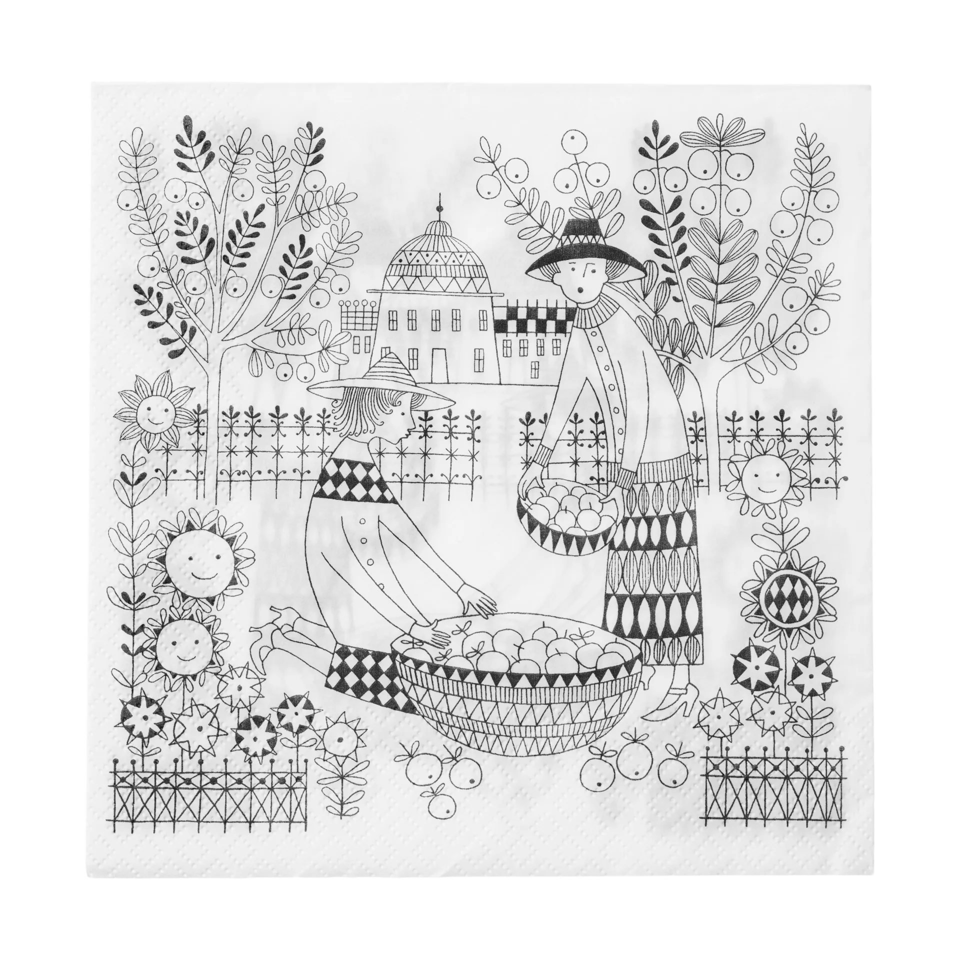 Emilia papirservietter 33x33 cm 20-pak, Sort-hvid Arabia