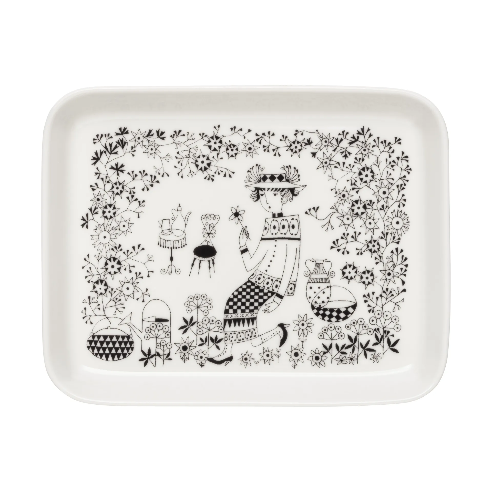 Emilia tallerken 15x19 cm, Sort-hvid Arabia