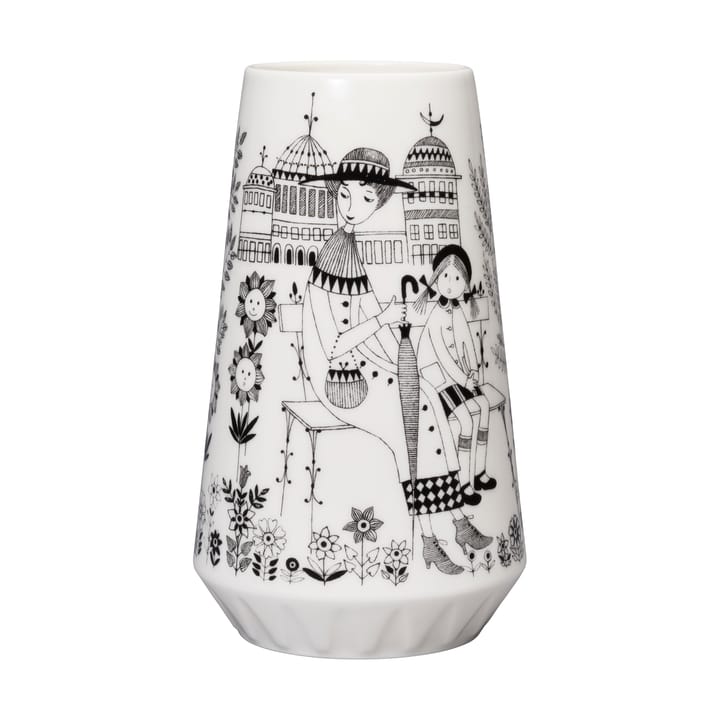 Emilia vase 19 cm, Sort/Hvid Arabia