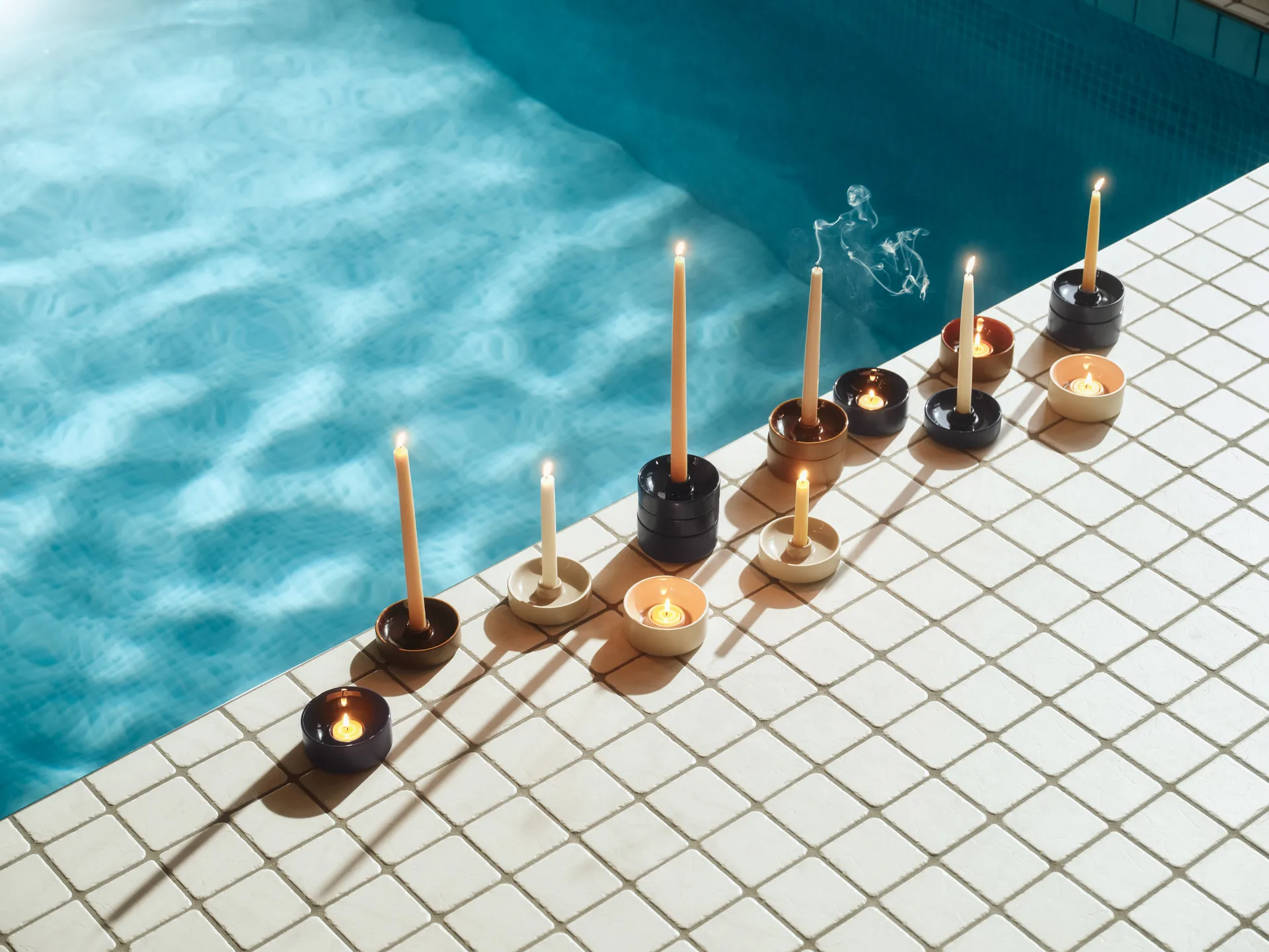 Kirnu fyrfadsstage Ø11x5 cm, Blå Arabia