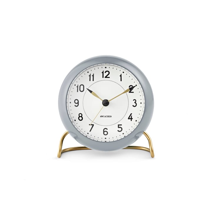 AJ Station bordsur 12 cm, grå-hvid Arne Jacobsen Clocks