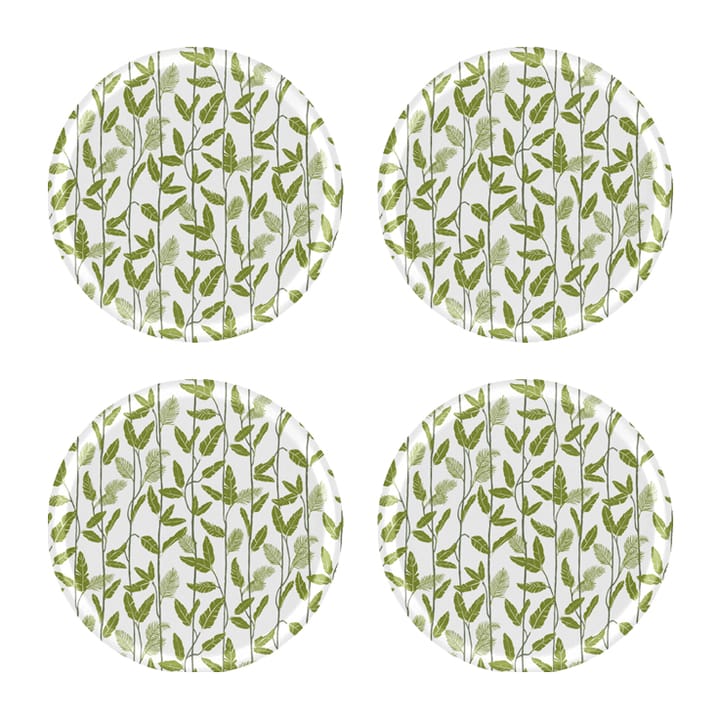 Mougli Green coasters Ø11 cm 4-pak, Green/White Åry Home