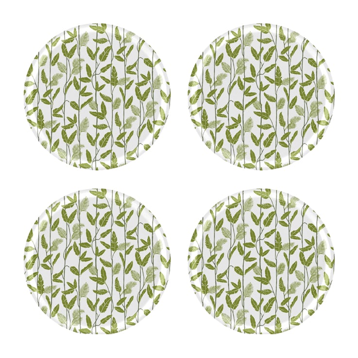 Åry Home Mougli Green coasters Ø11 cm 4-pak Green/White