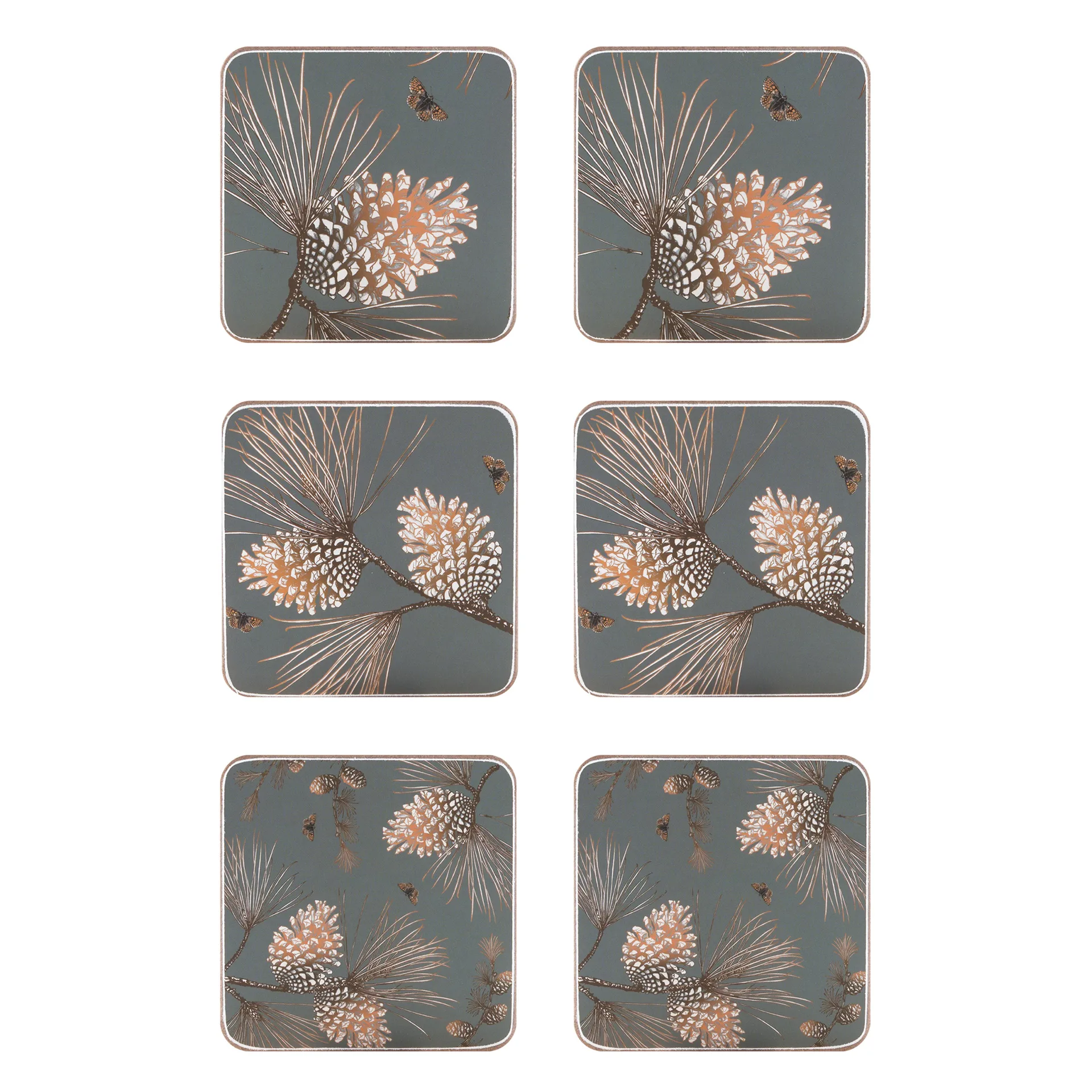 Pine Cone glasbrikker 6-pak, Moss grey Åry Home