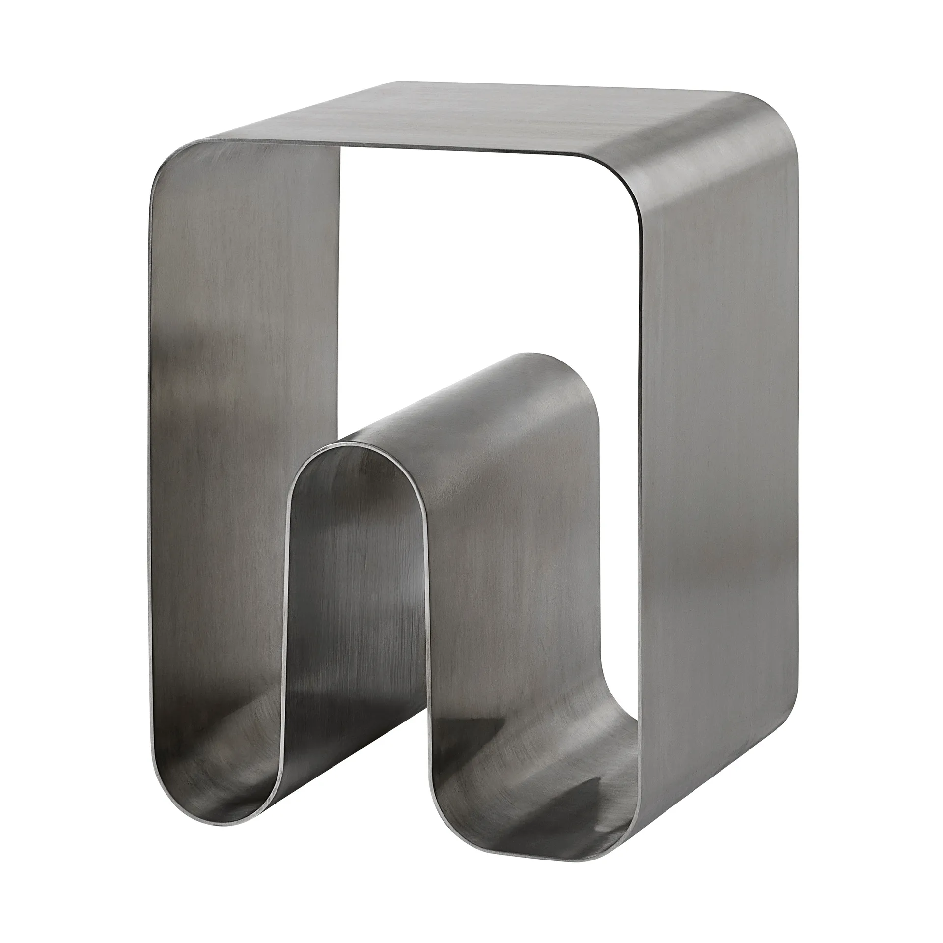 Curva solid skammel, Silver, 32x32x43,2 cm AYTM