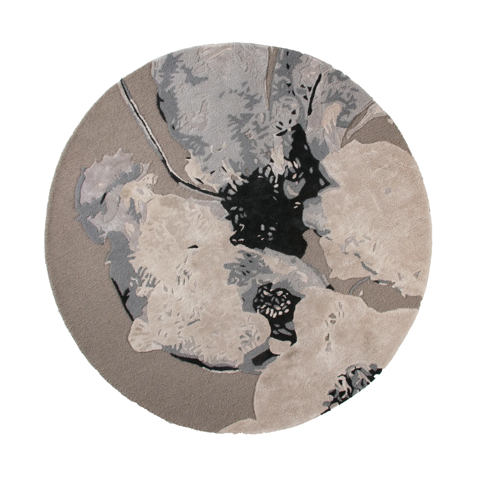 Floreo tæppe Ø130 cm, Grå-hvid AYTM