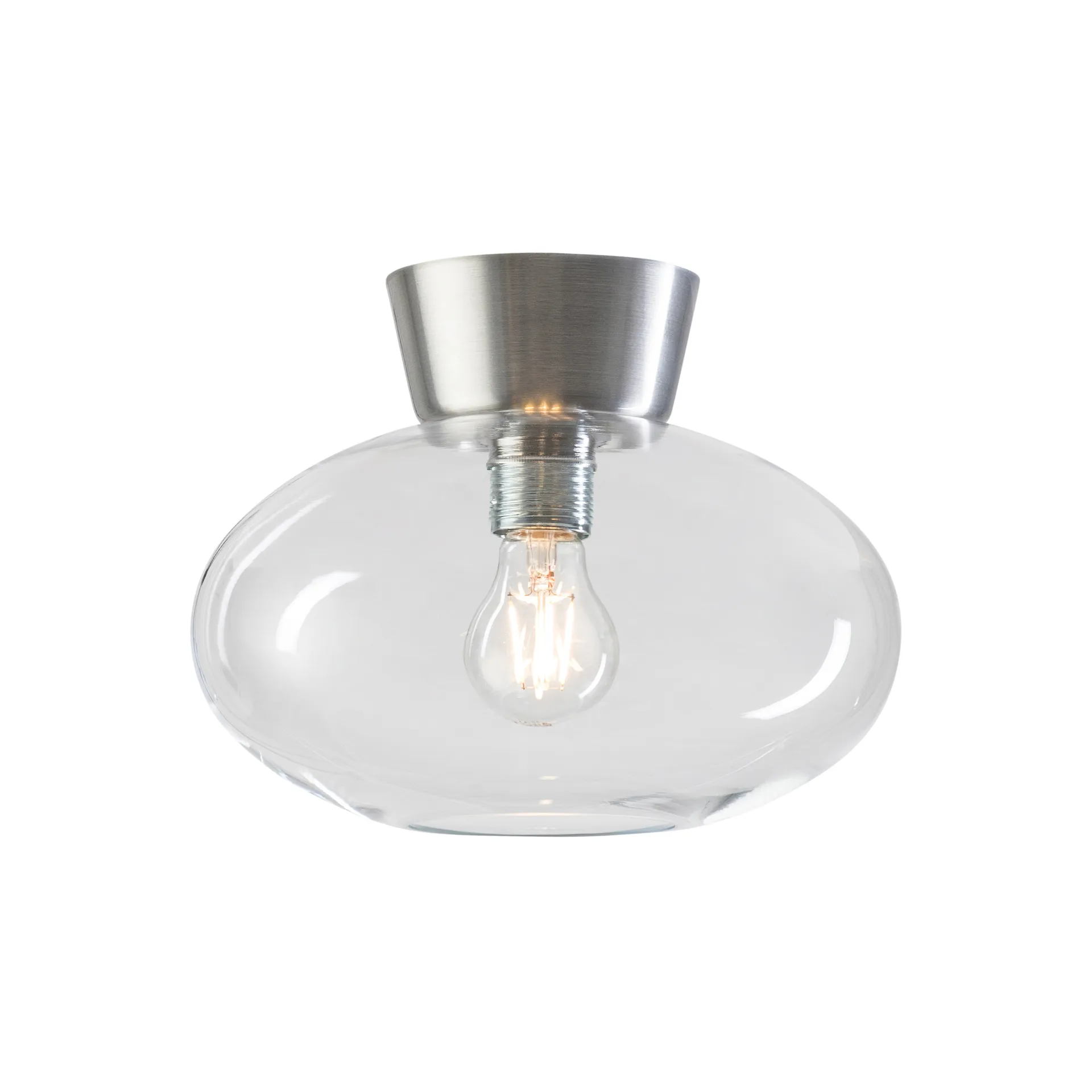 Bullo plafond klart glas Ø27 cm, Aluminium Belid