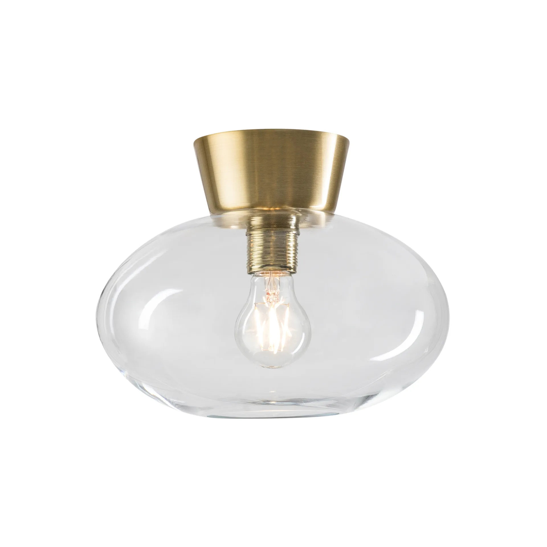 Bullo plafond klart glas Ø27 cm, Messing Belid