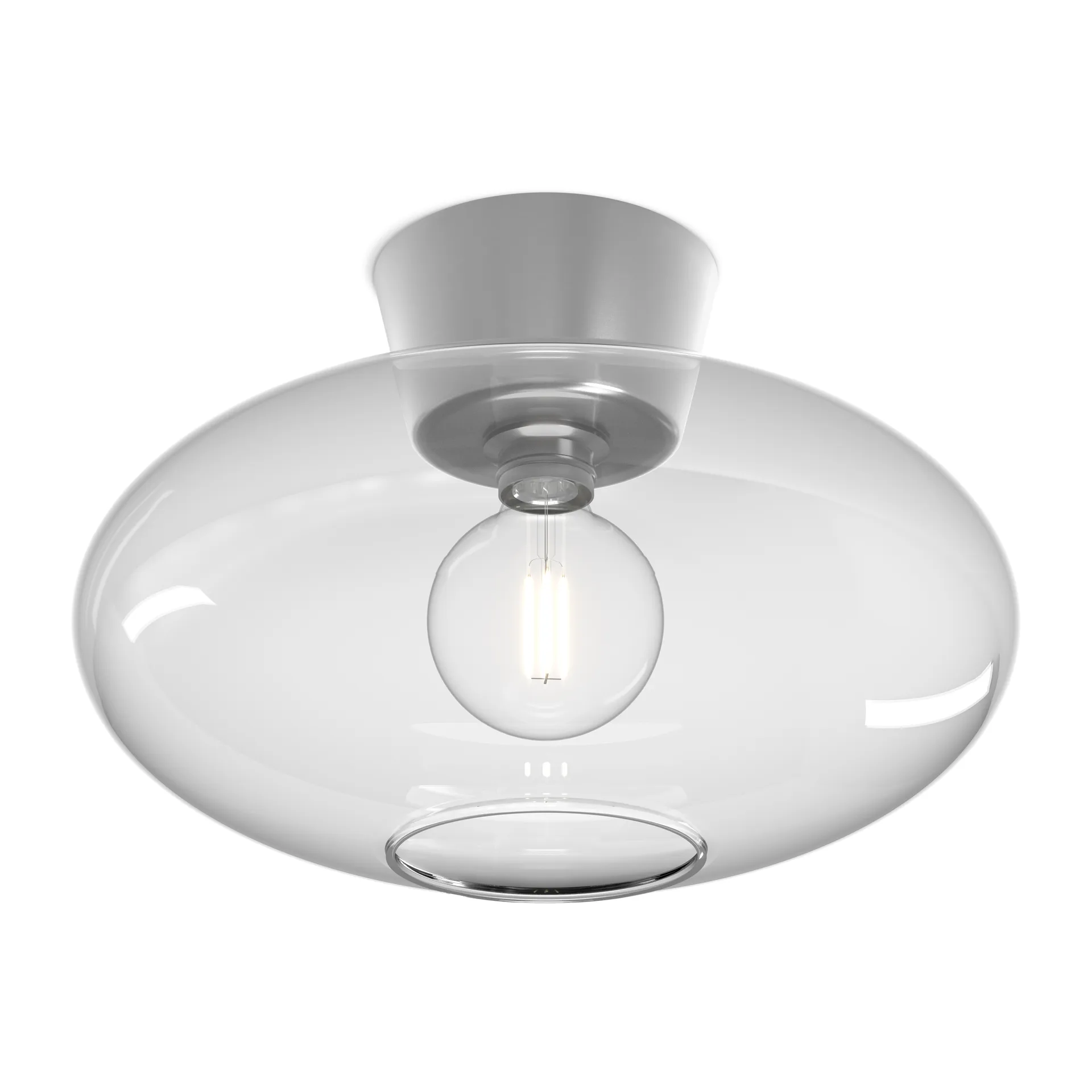 Bullo plafond XL klart glas Ø38 cm, Aluminium Belid