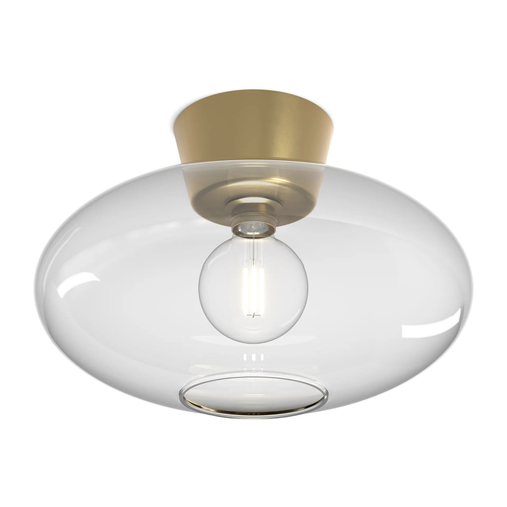 Bullo plafond XL klart glas Ø38 cm, Messing Belid