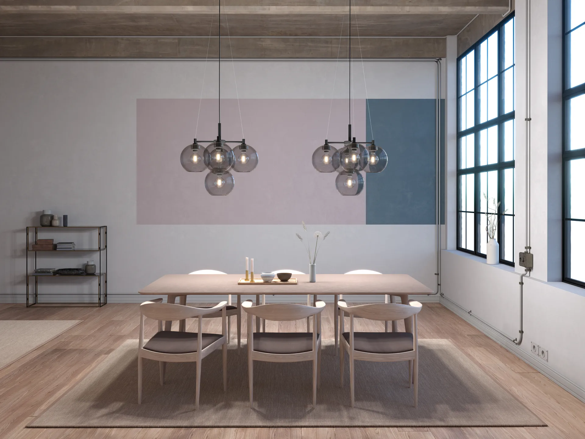 Gloria lysekrone Ø67 cm, Sort-røget glas Belid