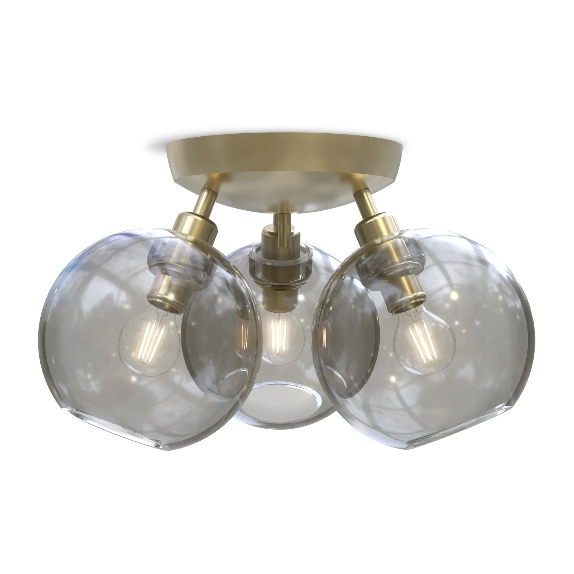 Gloria plafond Ø33 cm, Messing/Røgfarvet glas Belid