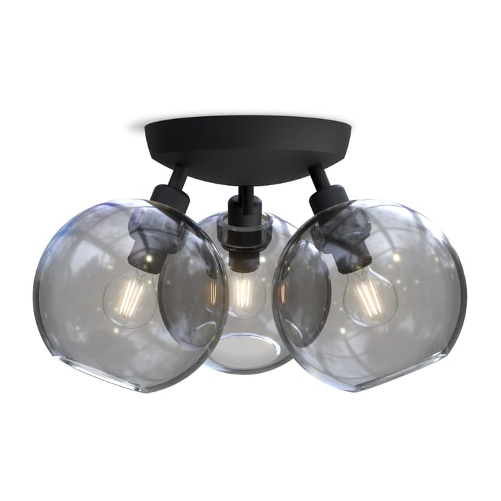 Gloria plafond Ø33 cm, Sort/Røgfarvet glas Belid