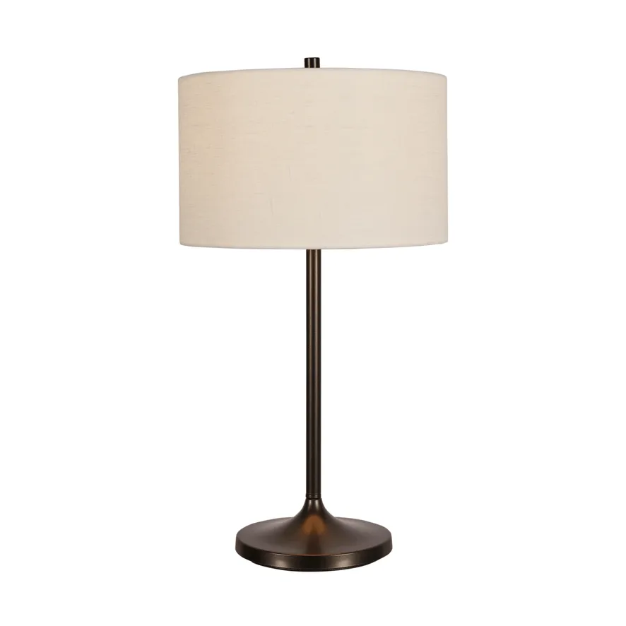 Soft bordlampe, Linned hvid-metallic bronze, Ø34x64 cm Belid