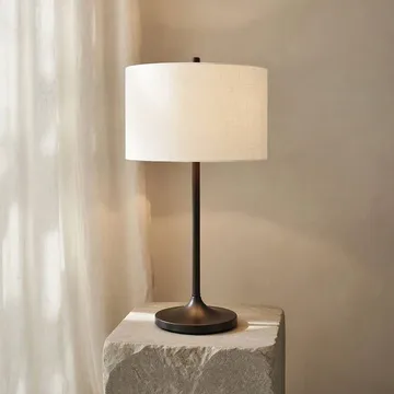 Soft bordlampe - Linned hvid-metallic bronze, Ø34x64 cm - Belid