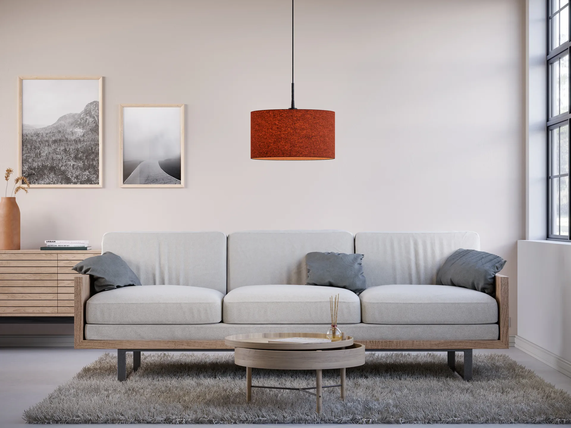Soft pendel Ø40 cm, Rustrød uld Belid