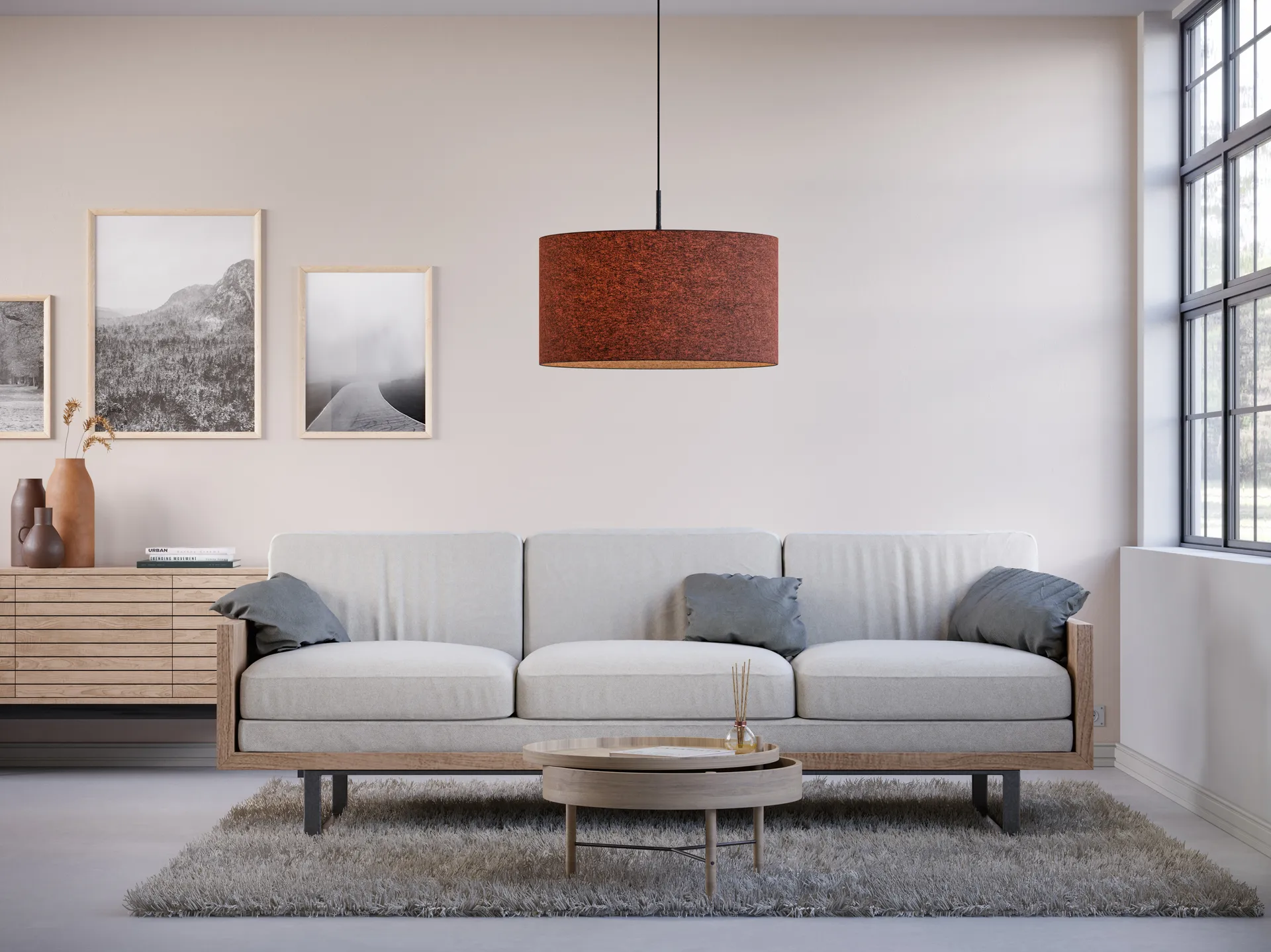 Soft pendel Ø57 cm, Rustrød uld Belid