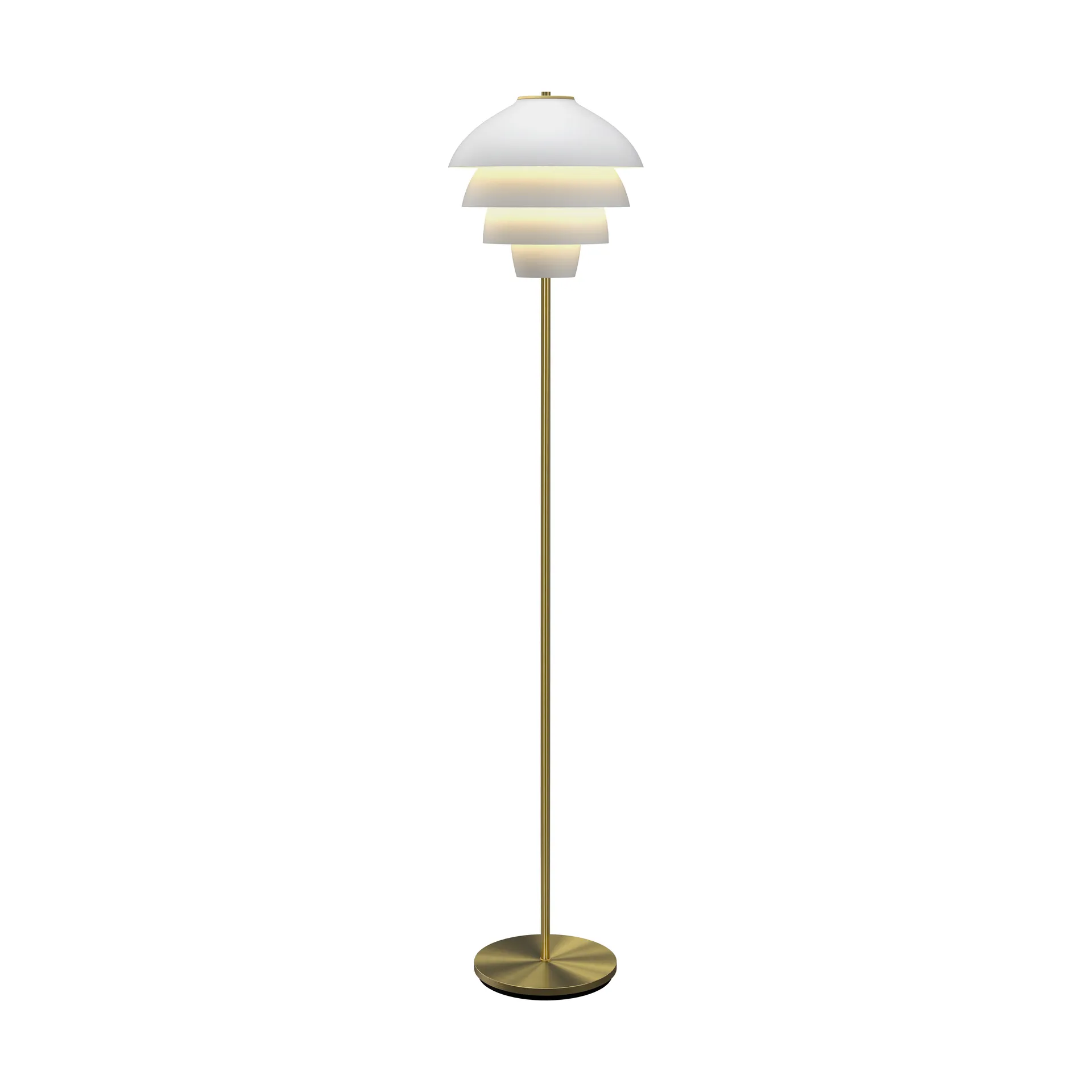 Valencia gulvlampe 150 cm, Mat hvid-messing Belid